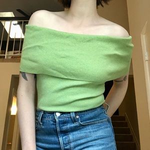 PALOMA WOOL GREEN OFF SHOULDER TOP